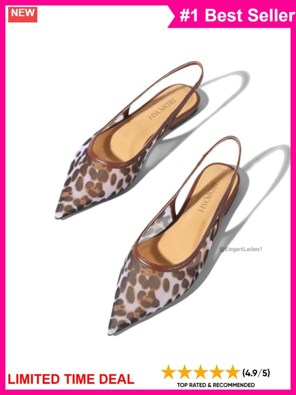 Mesh Slingback Flats Pointed Toe Pull-On Casual Party Shoes